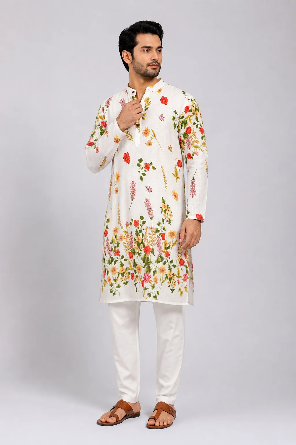 White Multicolor Floral Kurta