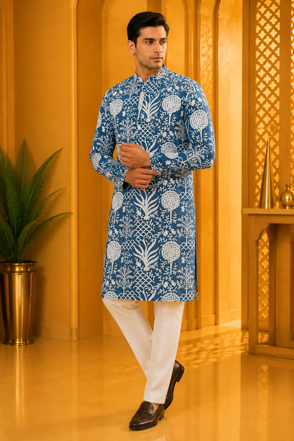 Imperial Blue Royal Heritage Embroidered Kurta
