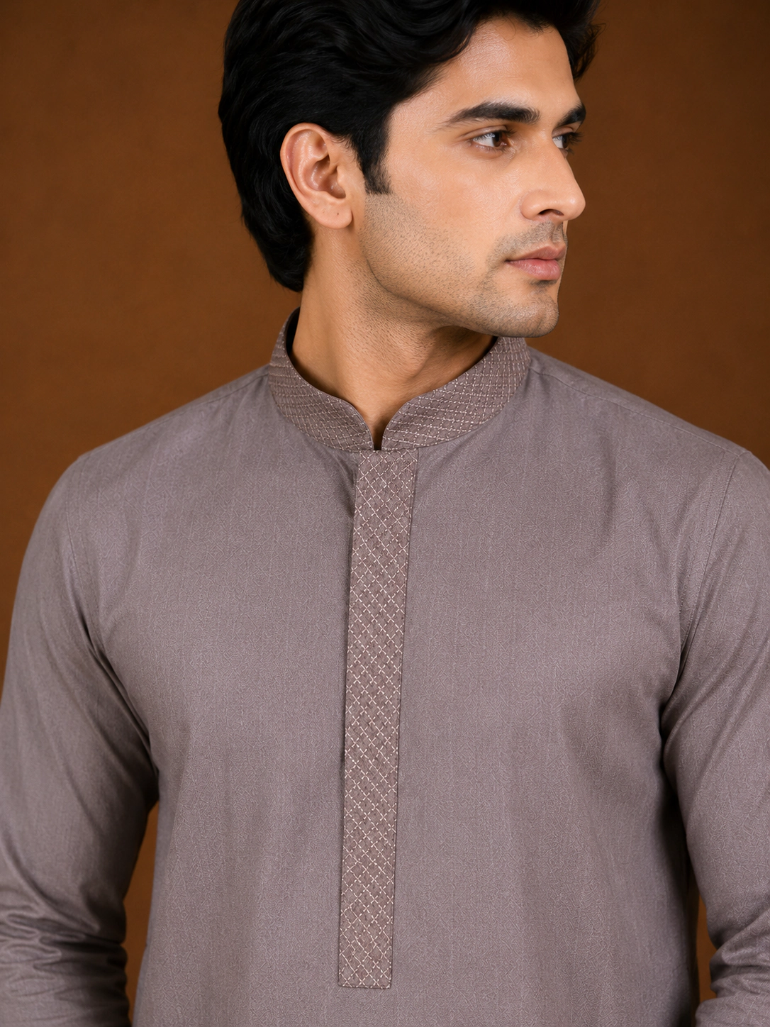 Men's Plum Silk Kurta with Bottom (Copy) view 2
