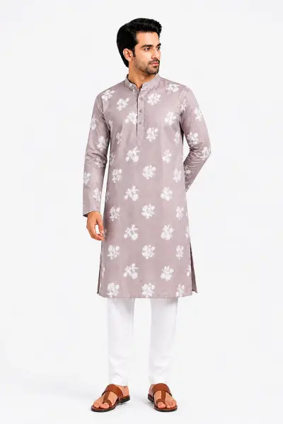 Printed Cotton Kurta - Mauve Floral