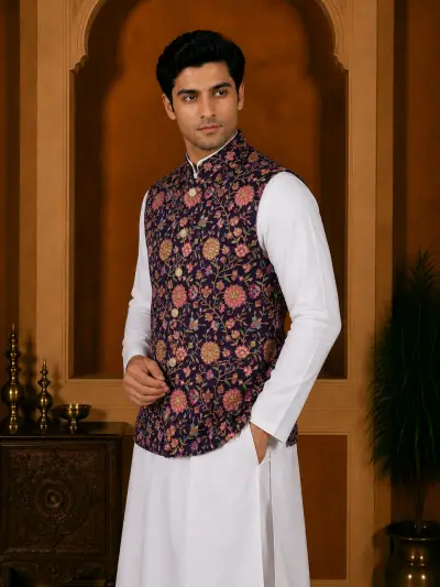 Midnight Floral Printed Waistcoat