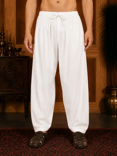 Premium White Cotton Salwar for Men