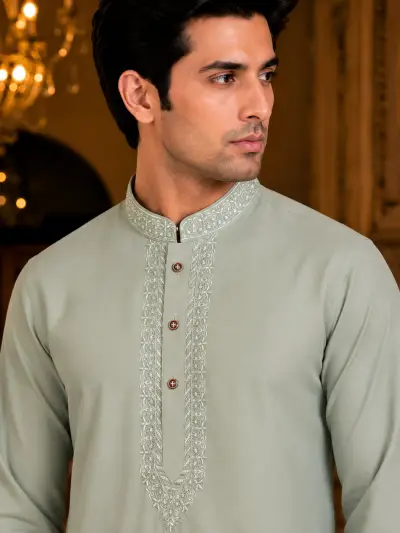 Serene Mint Green Intricate Embroidered Kurta view 2