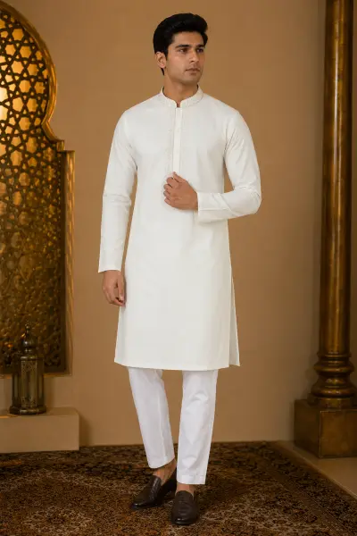 Classic Cream Embroidered Kurta
