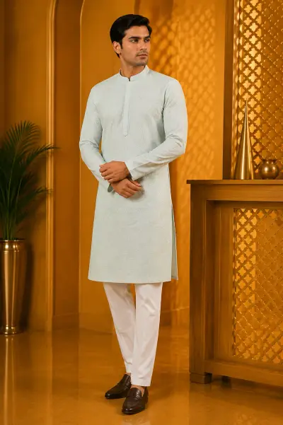 Mint Green Chikankari Style Embroidered Kurta