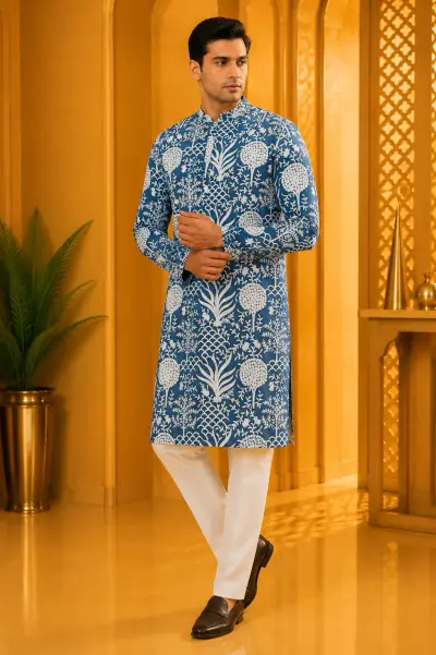 Imperial Blue Royal Heritage Embroidered Kurta