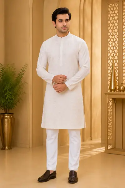 Cream Chikankari Embroidered Kurta