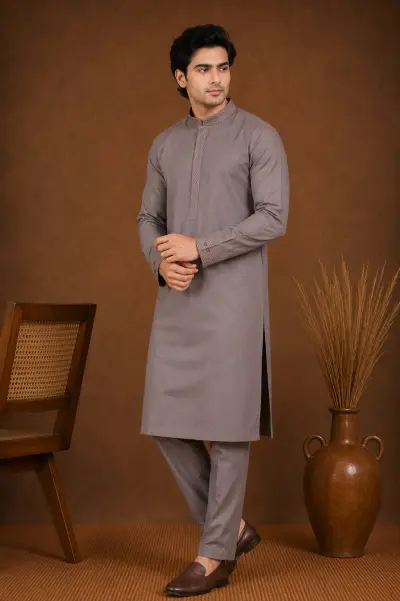 Men's Plum Silk Kurta with Bottom (Copy)