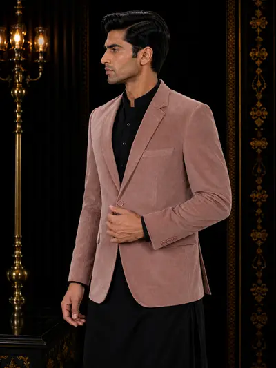 Classic Onion Pink Corduroy Coat view 3