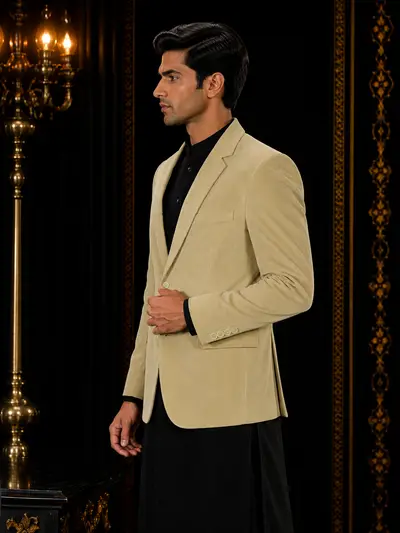 Classic Beige Corduroy Coat view 3
