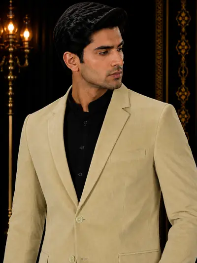 Classic Beige Corduroy Coat view 2