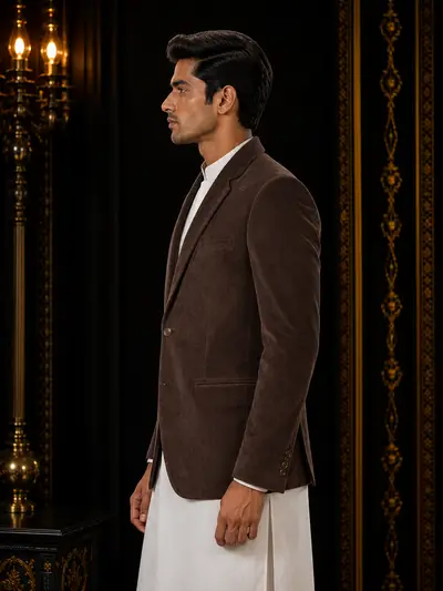 Rich Chocolate Corduroy Coat view 3