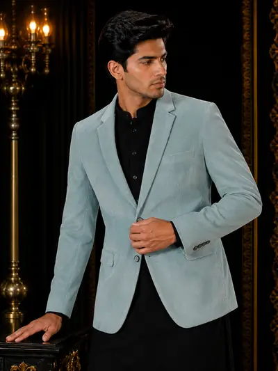Rich Ice Blue Corduroy Coat