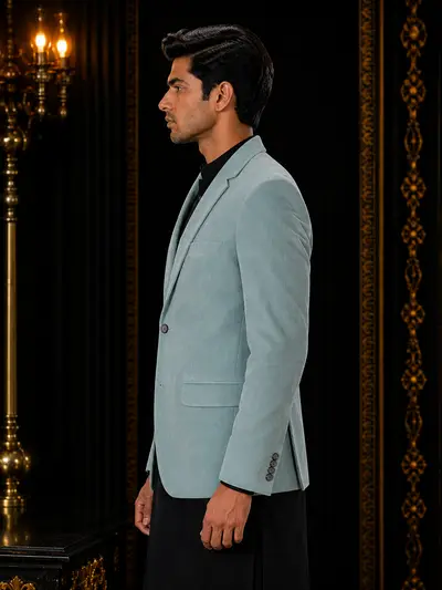 Rich Ice Blue Corduroy Coat view 3