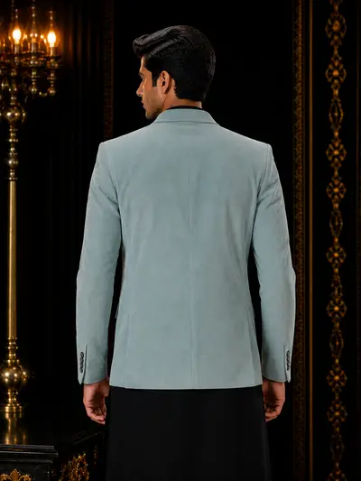 Rich Ice Blue Corduroy Coat view 4