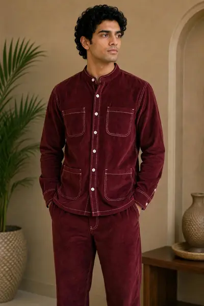 Burgundy Corduroy Co-Ord Set