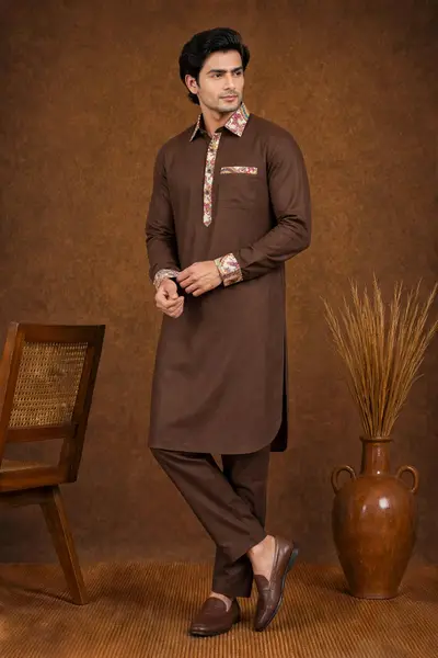 NEW - Chocolate Brown Pathani Kurta Set