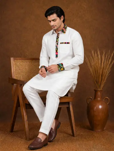 Pure White Pathani Kurta Set