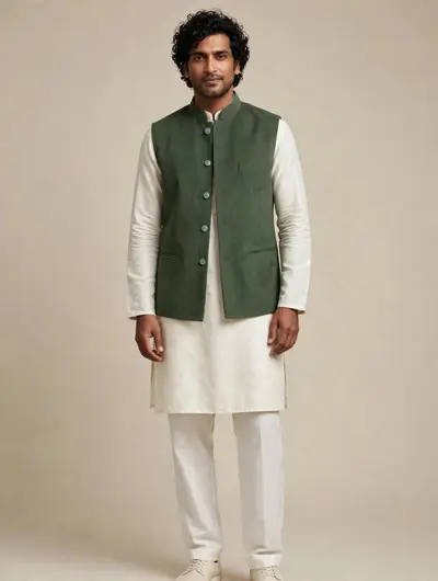 Corduroy Waistcoat - Dusty Olive Green