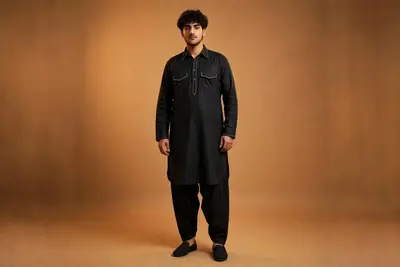 Pathani Kurta Salwar Set - Black