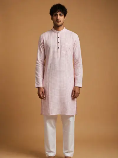 Print Kurta -  Small Check