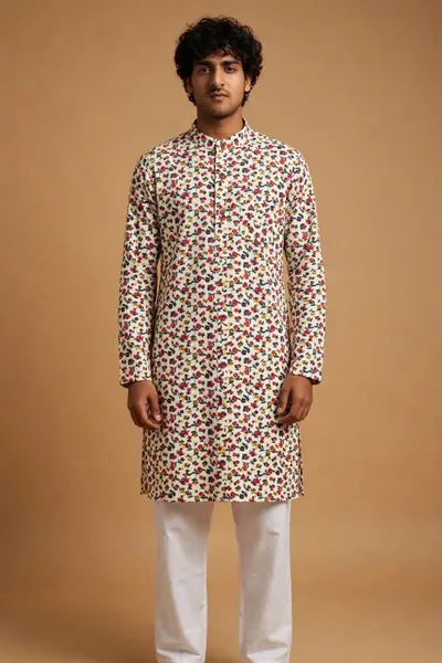 Print Kurta -  White Multi Floral