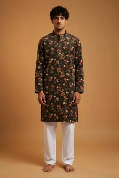 Print Kurta - Brown Vintage Rose