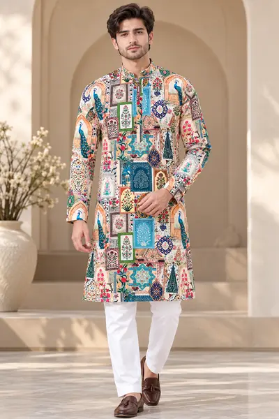 Japanese Print Kurta - Multicolour Patterned