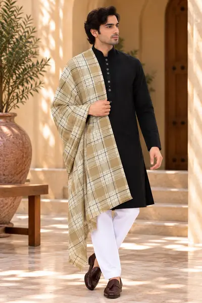 Shawl - Tan Checked