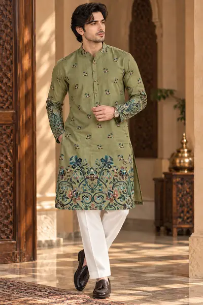 Printed Kurta - Green Bottom