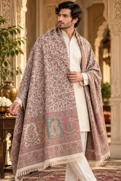 Shawl-  Ivory Blush Pink