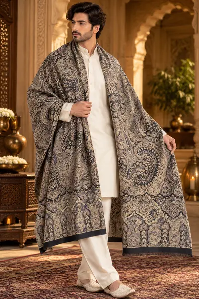 Shawl-Charcoal Sage Antique