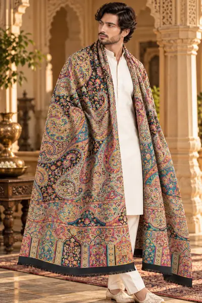 Shawl- Teal Blue Fuchsia