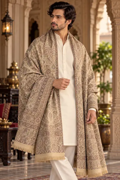 Shawl - Sage Patterned