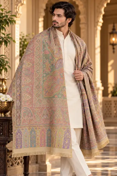 Shawl - Cream Multicolour