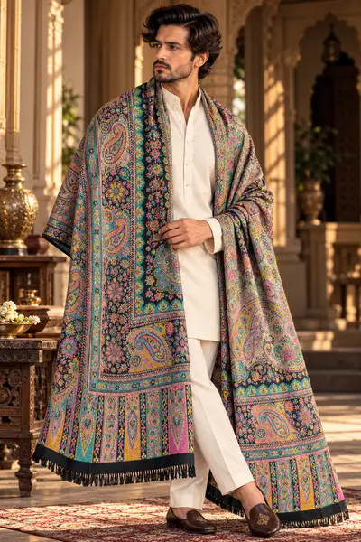 Shawl - Midnight Patterned