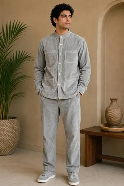 Stone Grey Corduroy Co-Ord Set