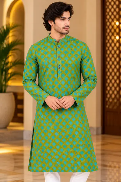 Printed Kurta - Green Teal