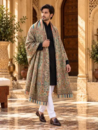 Shawl - 5500 Kani Men Semi-Pashmina Lohi
